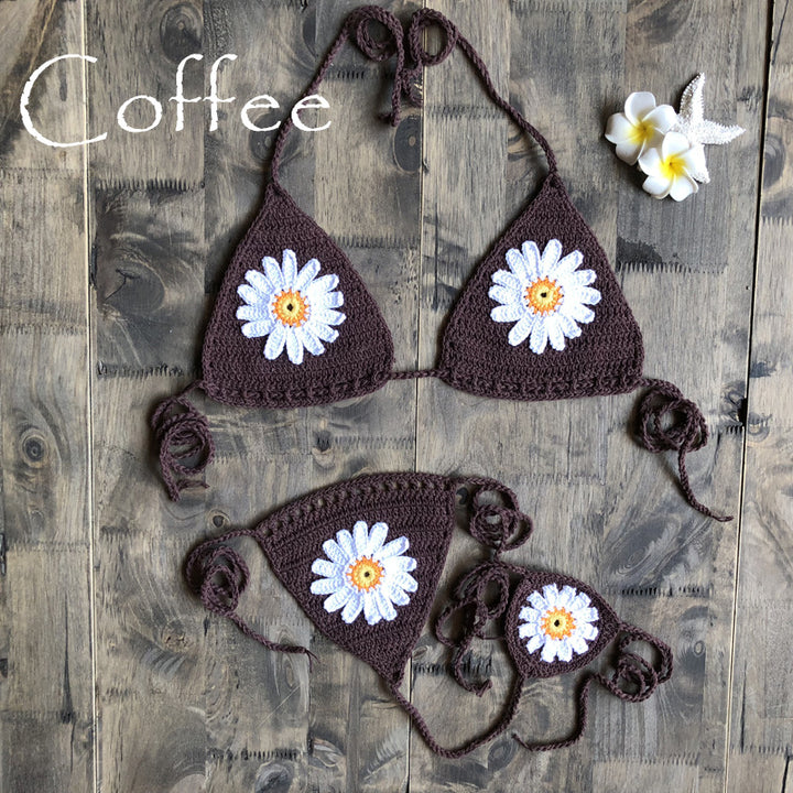 Dame hækle-bikini med blomstret design Stilla