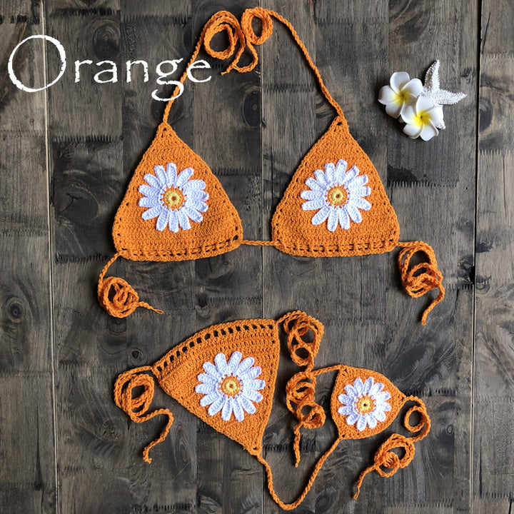 Dame hækle-bikini med blomstret design Stilla