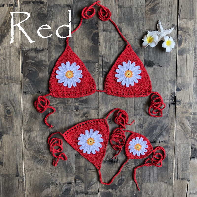 Dame hækle-bikini med blomstret design Stilla