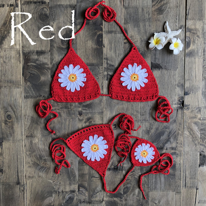 Dame hækle-bikini med blomstret design Stilla