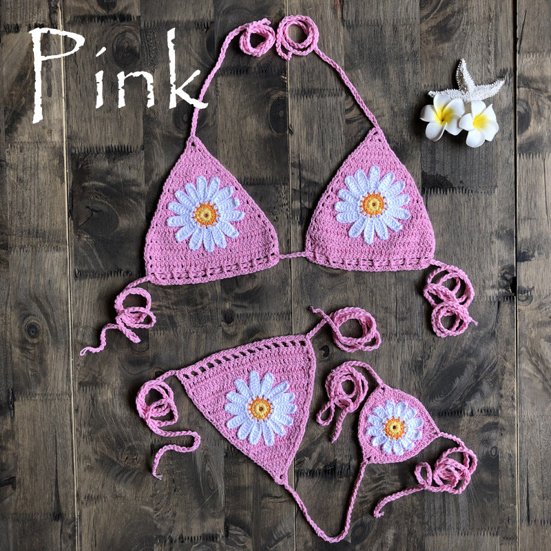 Dame hækle-bikini med blomstret design Stilla