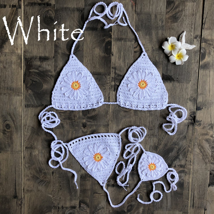 Dame hækle-bikini med blomstret design Stilla