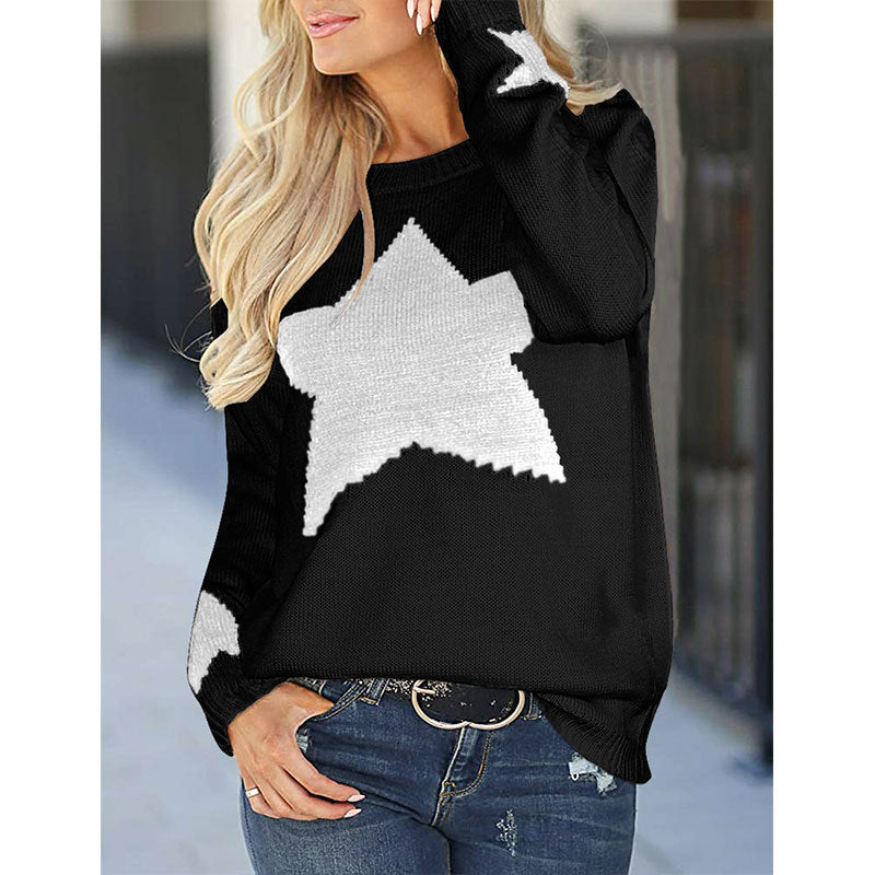Kvinderne strikkede sweater med stjerne design og blødt materiale Stilla