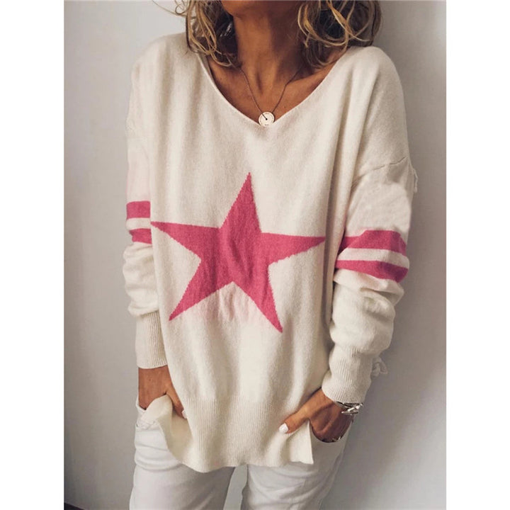 Dame afslappet sweater med stjernemotiv Stilla
