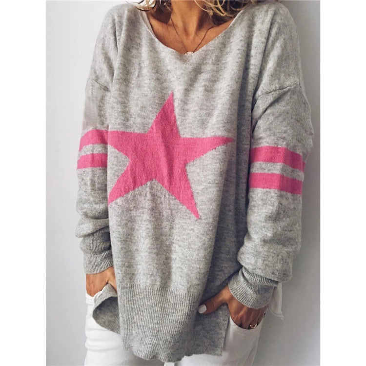 Dame afslappet sweater med stjernemotiv Stilla