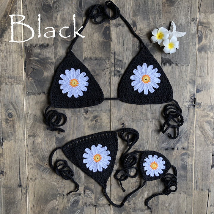 Dame hækle-bikini med blomstret design Stilla