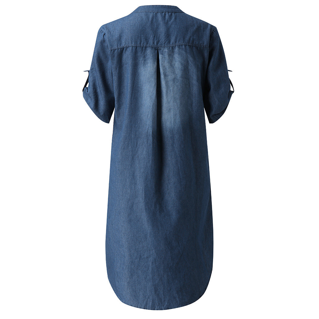 Femme Afslappet Denim Tunika Kjole Stilla