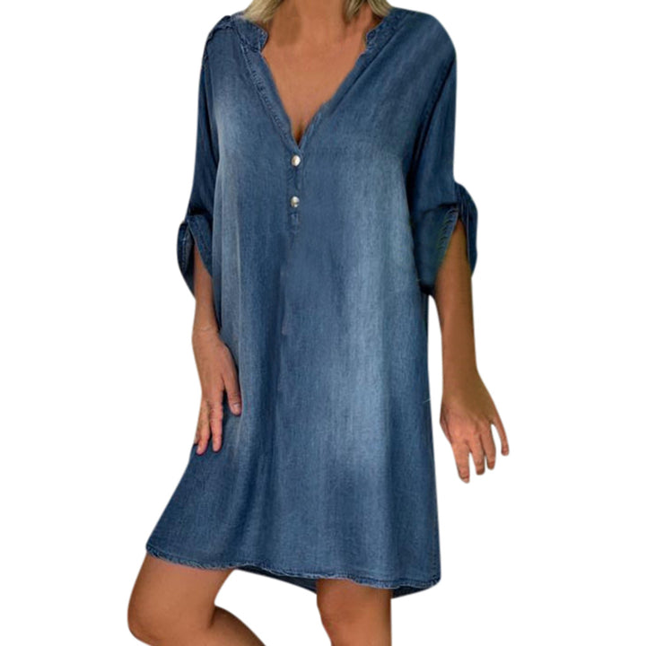 Femme Afslappet Denim Tunika Kjole Stilla