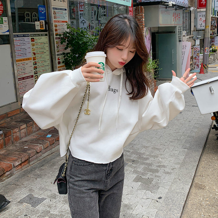 Kvinders afslappede cropped hoodie med oversized ærmer Stilla