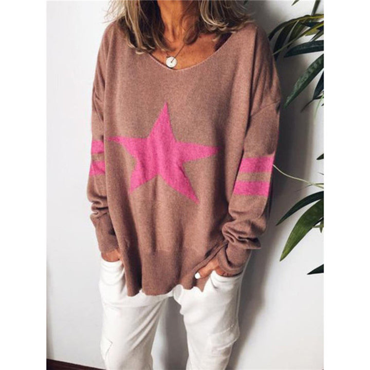 Dame afslappet sweater med stjernemotiv Stilla