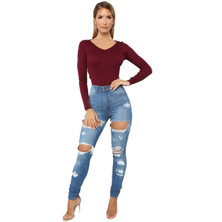 Dame Ripped Skinny Jeans med høj talje Stilla