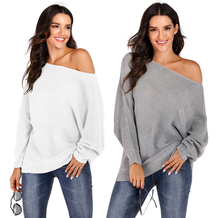 Damernas afslappede oversized sweater med åben skulder og struktureret masketype Stilla