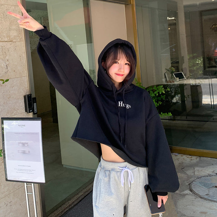Kvinders afslappede cropped hoodie med oversized ærmer Stilla