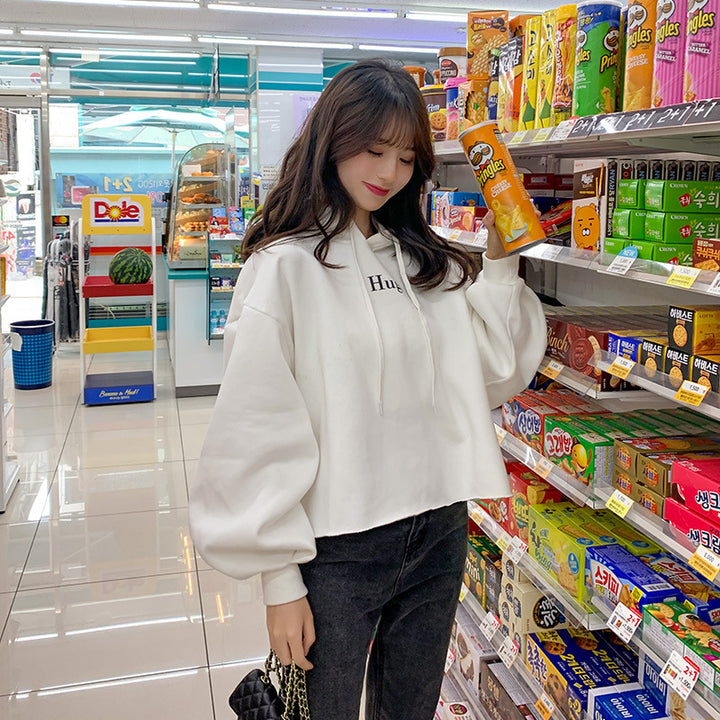 Kvinders afslappede cropped hoodie med oversized ærmer Stilla