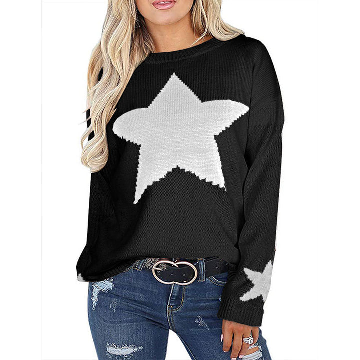 Kvinderne strikkede sweater med stjerne design og blødt materiale Stilla