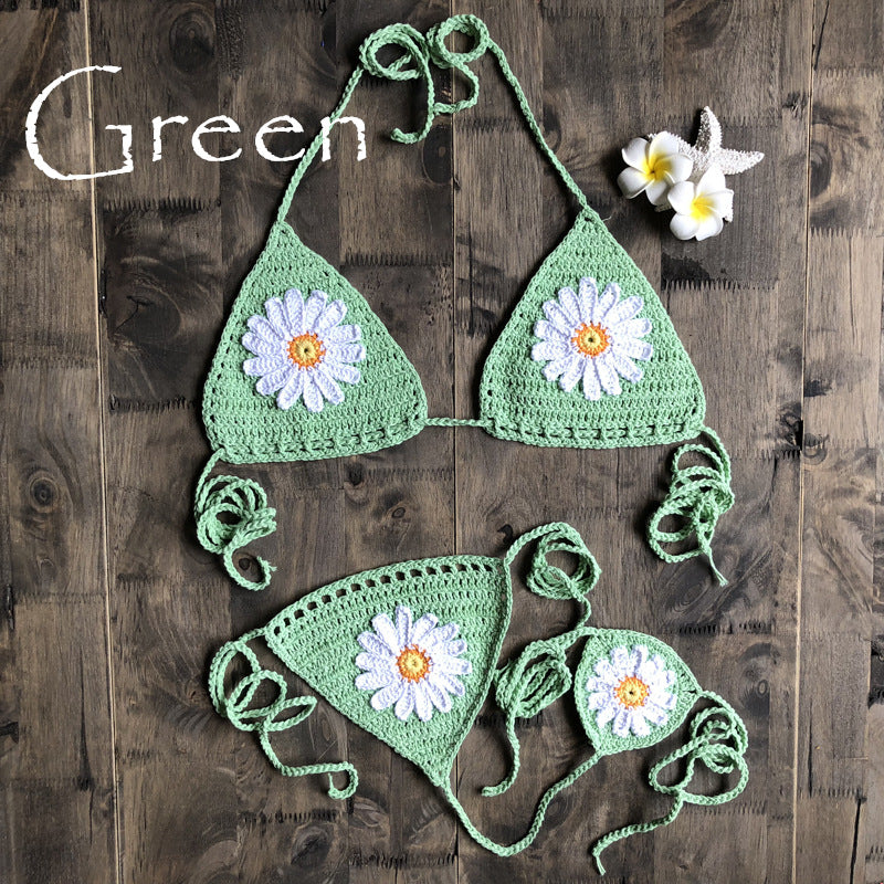 Dame hækle-bikini med blomstret design Stilla