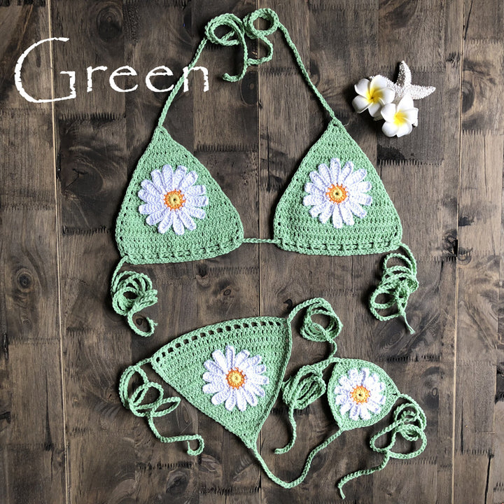 Dame hækle-bikini med blomstret design Stilla