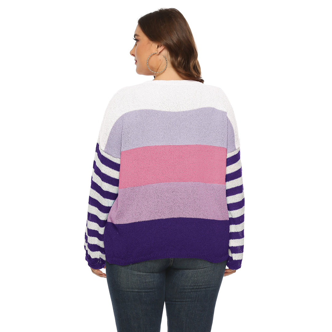 Dame afslappet sweater med farverigt stribemønster og løs pasform Stilla