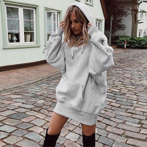 Dame Oversized Hætte-Sweatshirtkjole Stilla