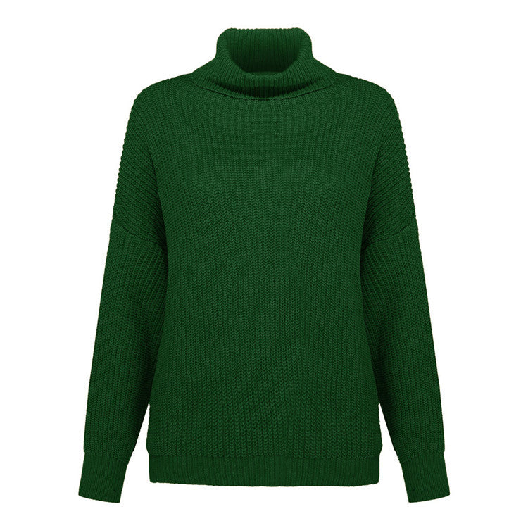 Dame groft strikpullover med kravefri design og afslappet snit Stilla