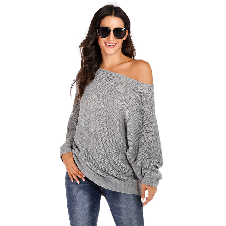 Damernas afslappede oversized sweater med åben skulder og struktureret masketype Stilla