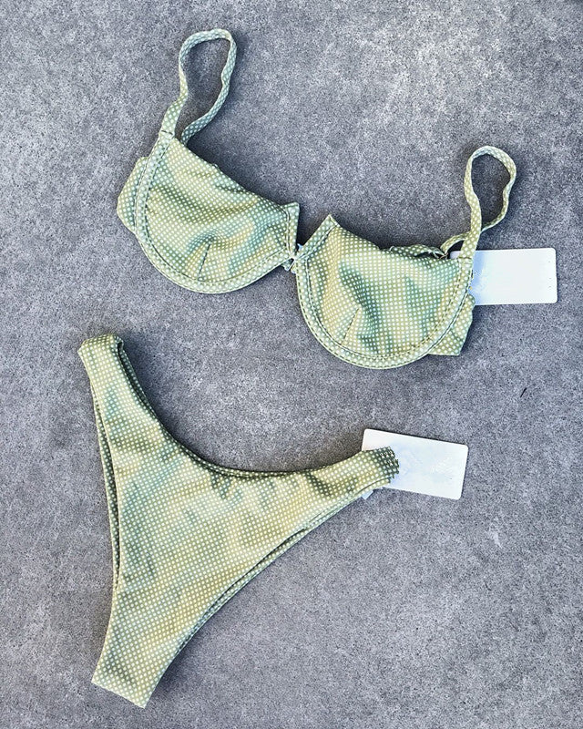 Dame bøjle-bikini-sæt med floral design og høj benudskæring Stilla
