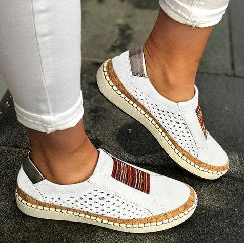 Dame Behagelige Slip-On Sneakers med åndbar netstruktur og korksål Stilla