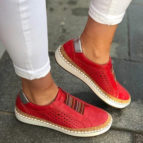 Dame Behagelige Slip-On Sneakers med åndbar netstruktur og korksål Stilla