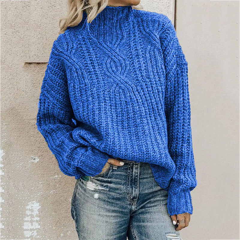 Stilla | Pullover med bred rullekrave til kvinder lavet af groft strikket materiale