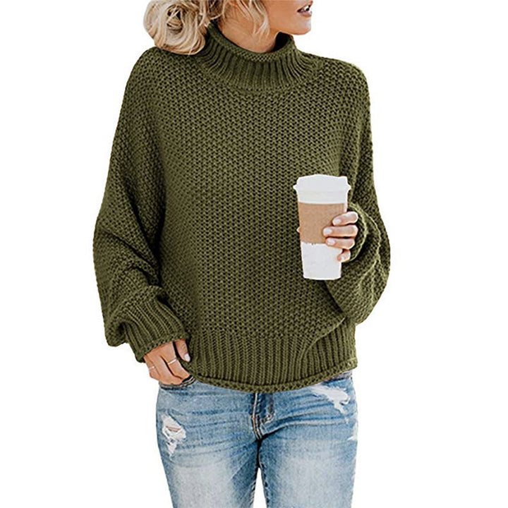 Kvinders chunky striktrøje med høj krave og løs pasform Stilla