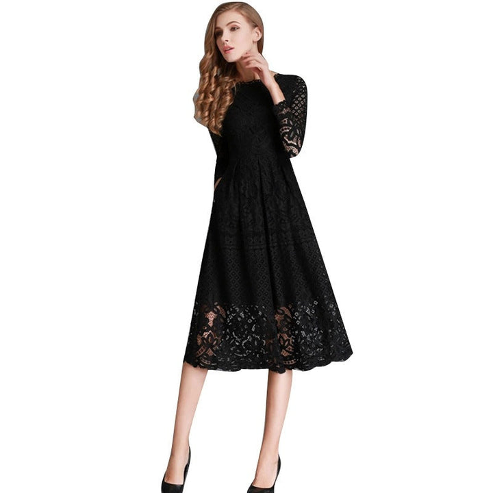 Stilla | Elegant Blonde Langærmet Slim Fit Midi Kjole