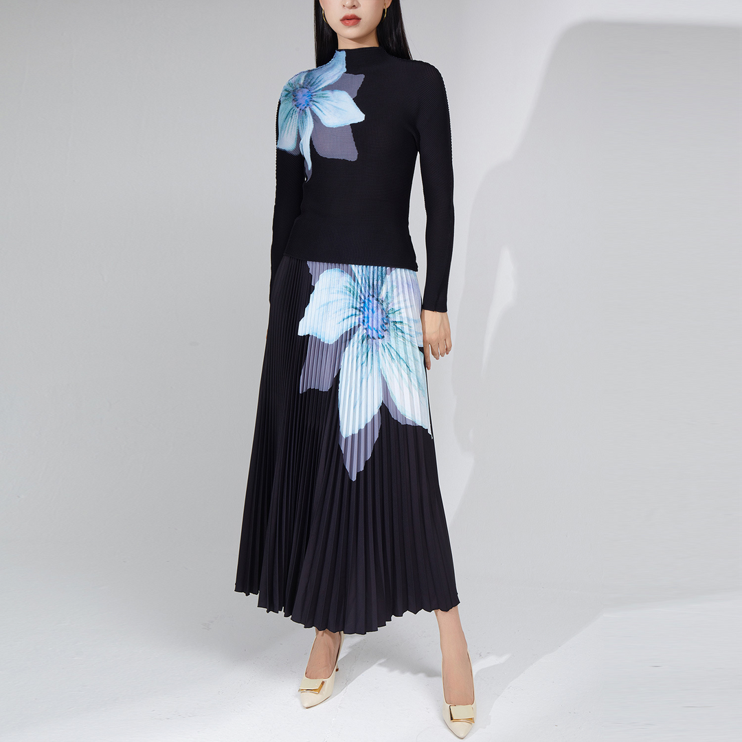 Stilla | Plisseret Blomstret Nederdel Med Top