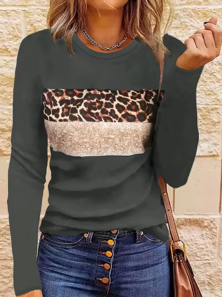 Stilla | Langærmet T-shirt med leopardmønster