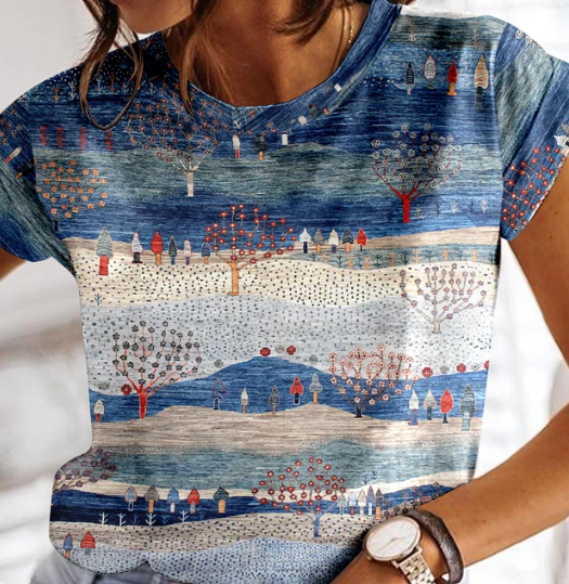 Stilla | Sommerternet T-shirt til kvinder O-udskæring Look