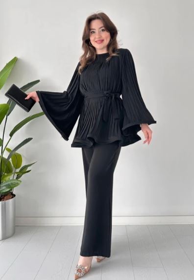 Stilla | Plisseret Flared Bukser Top Og Bukser Sæt