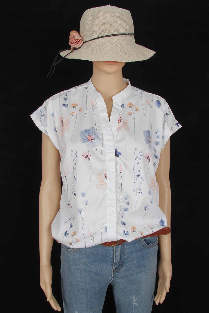 Stilla | Knap-Op Bluse Med Blomster