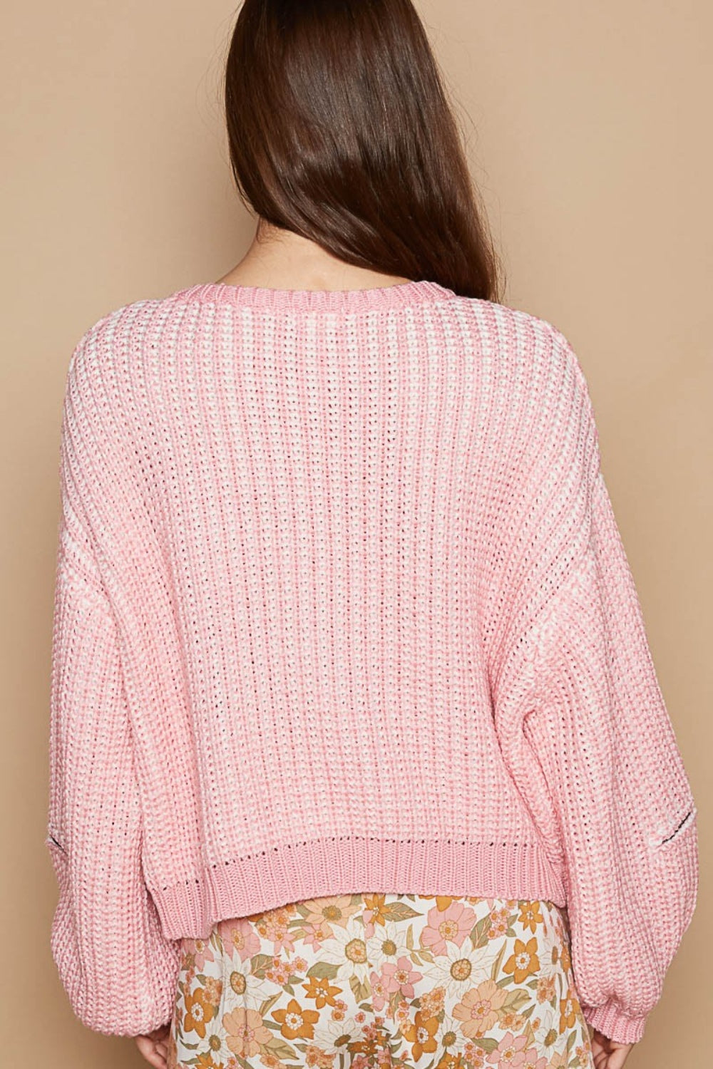 Stilla | Rundhalset Pullover Med Hjerte Patch og Lynlås Samt Spids Ærmer