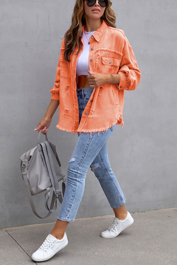 Stilla | Thinking Out Loud Lommer Frayed Denim Shacket