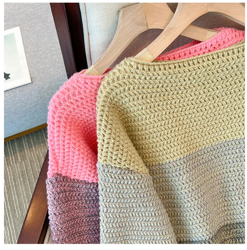 Stilla | Dame Oversized Striktrøje med Patchwork-design