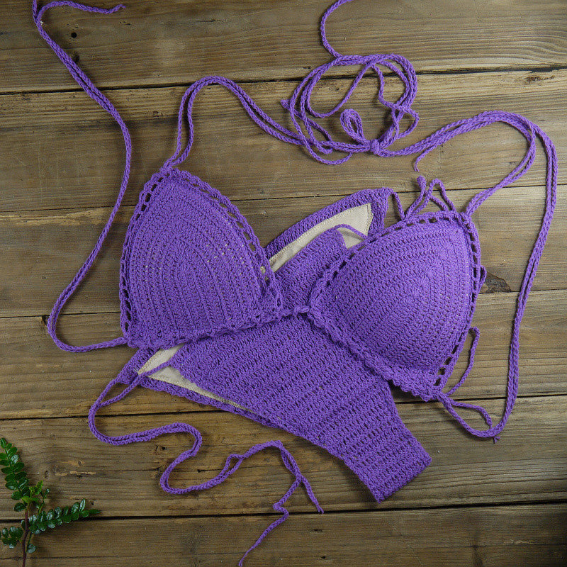 Dame triangel-bikini med hæklede detaljer Stilla