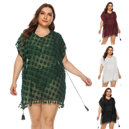 Dame Elegant Frynse-Kant Strand Cover-Up Stilla