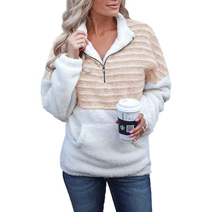 Stilla | Mode V-neck Bend Down Collar Lang Ærme Quater Zip Pullover