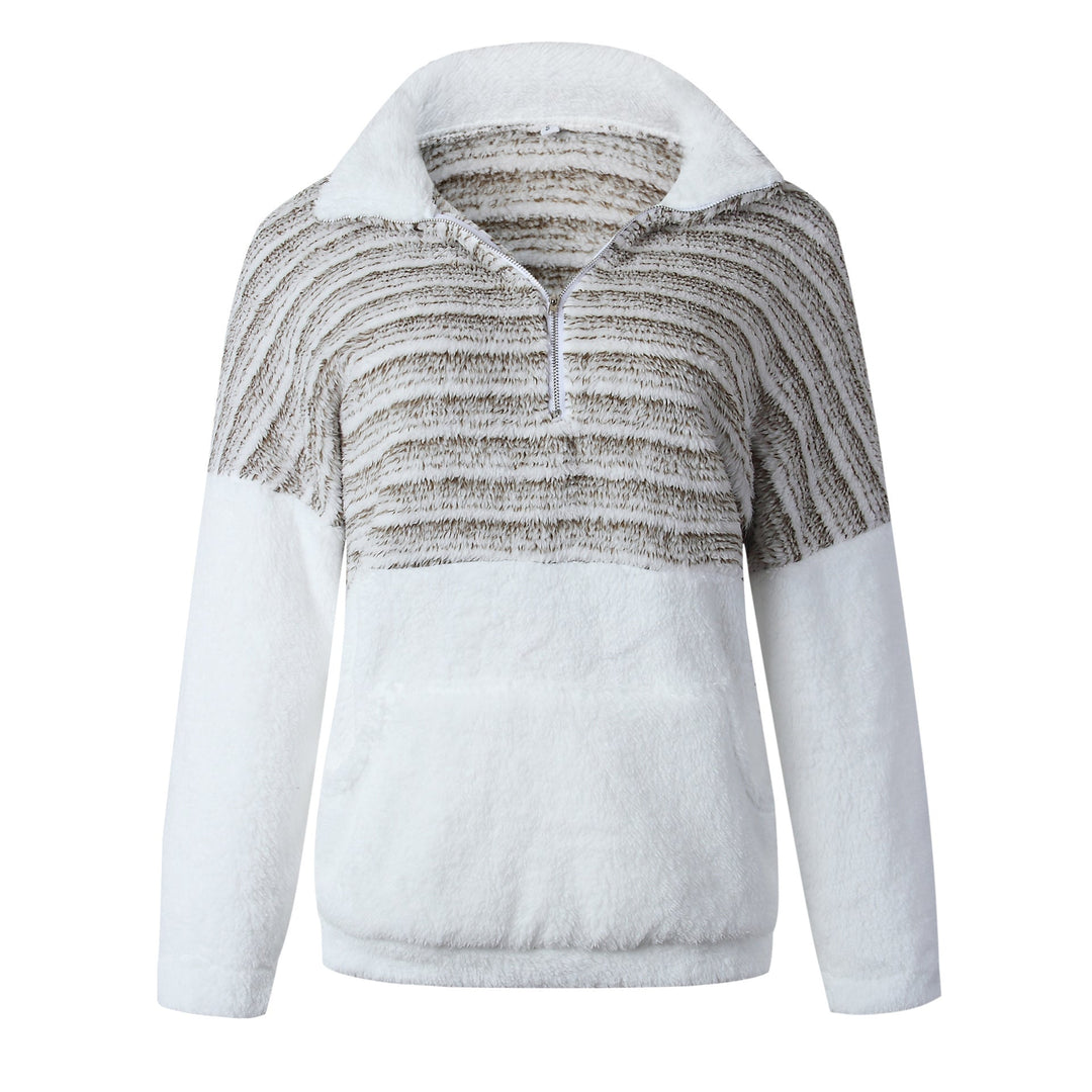 Stilla | Mode V-neck Bend Down Collar Lang Ærme Quater Zip Pullover