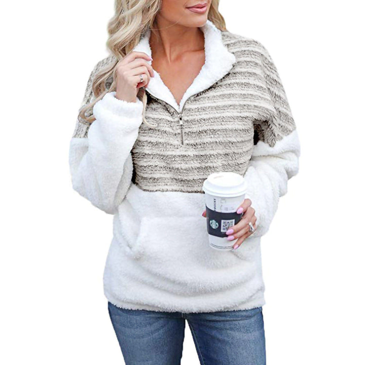 Stilla | Mode V-neck Bend Down Collar Lang Ærme Quater Zip Pullover