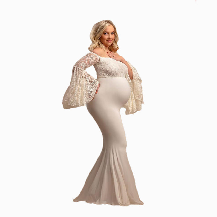 Dame blonde graviditetskjole med off-shoulder design Stilla