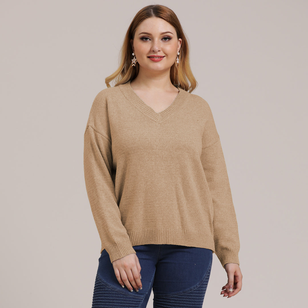 Dame Behagelig V-hals Sweater med afslappet snit og struktureret design Stilla