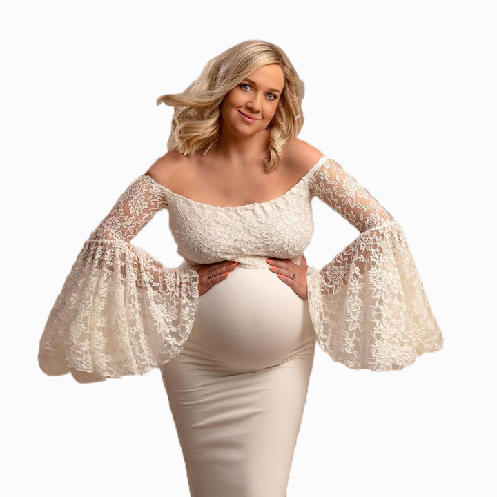 Dame blonde graviditetskjole med off-shoulder design Stilla