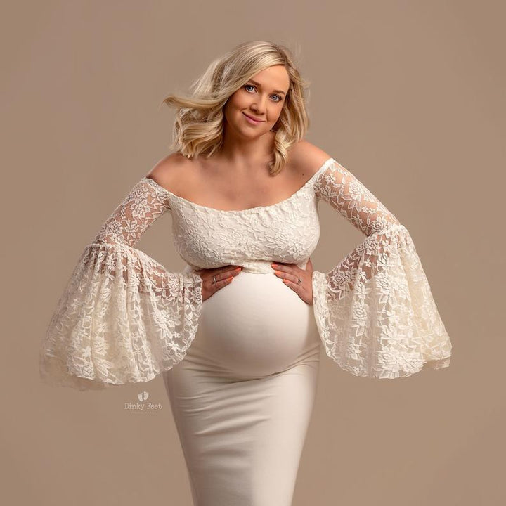 Dame blonde graviditetskjole med off-shoulder design Stilla