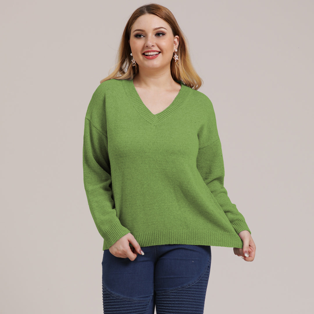 Dame Behagelig V-hals Sweater med afslappet snit og struktureret design Stilla