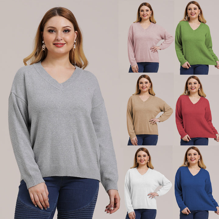 Dame Behagelig V-hals Sweater med afslappet snit og struktureret design Stilla